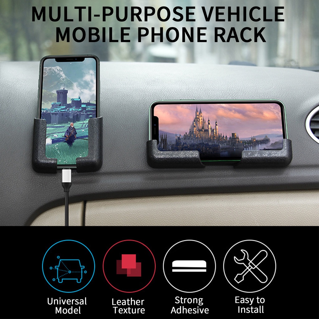 WallMounted Phone Holder Black SelfAdhesive Dashboard Mount Width Adjustable Self Adhesive