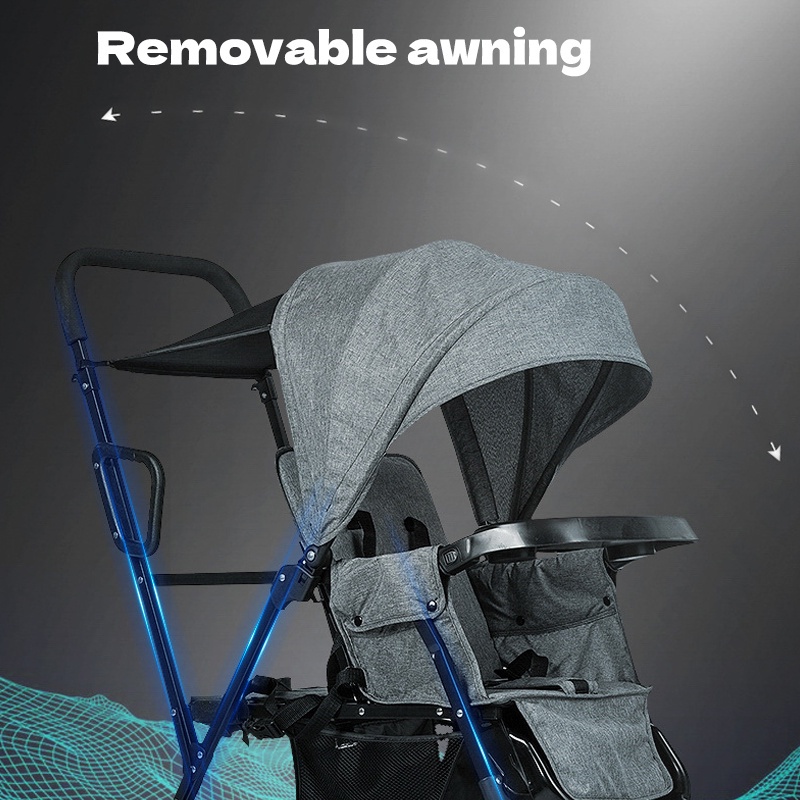 Baby Twin Stroller Tandem Double Baby Stroller Push Chair Foldable ...