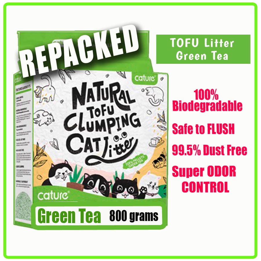 CATURE Natural TOFU CAT LITTER (GREEN TEA) Repacked 800g Shopee