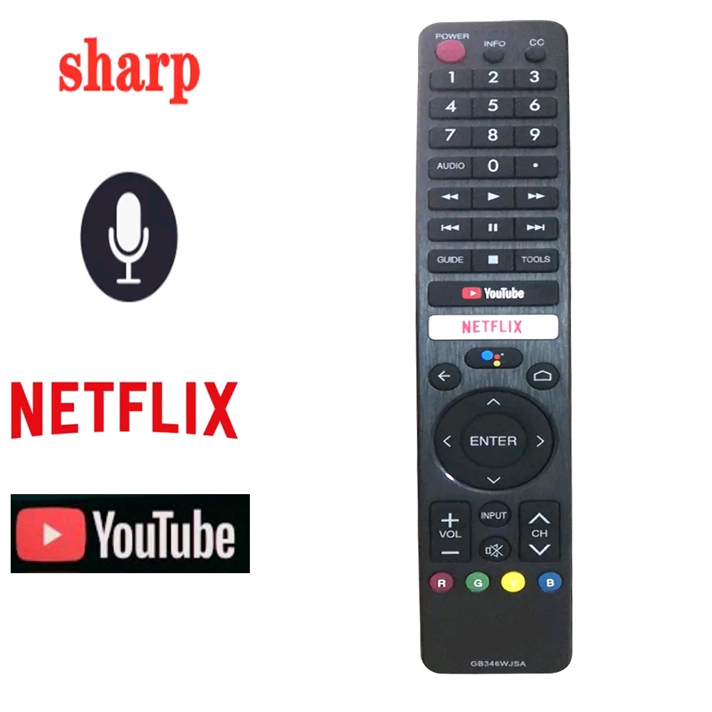 GB326WJSA Remote Control For Sharp Smart LED TV GB346WJSA has voice