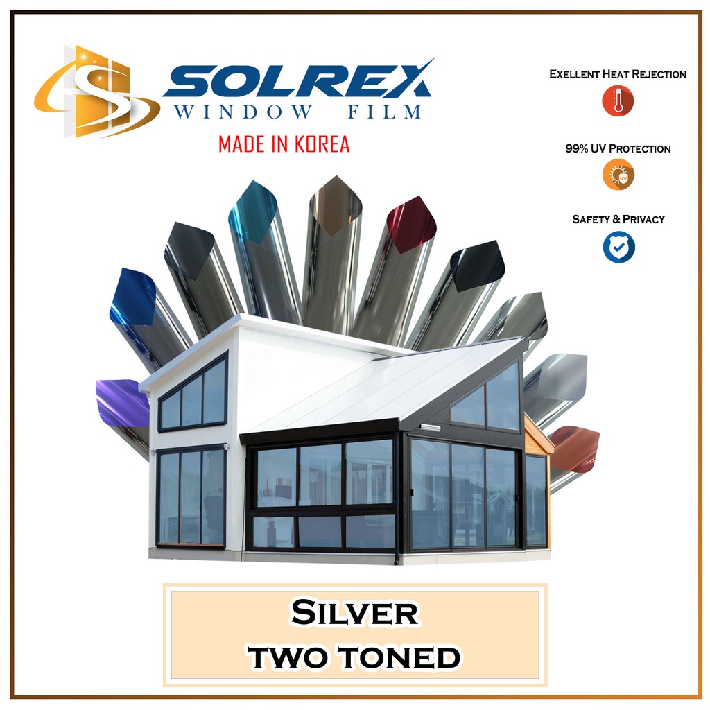 Solrex Window Film (Tint) Silver TwoToned / In Colored Out