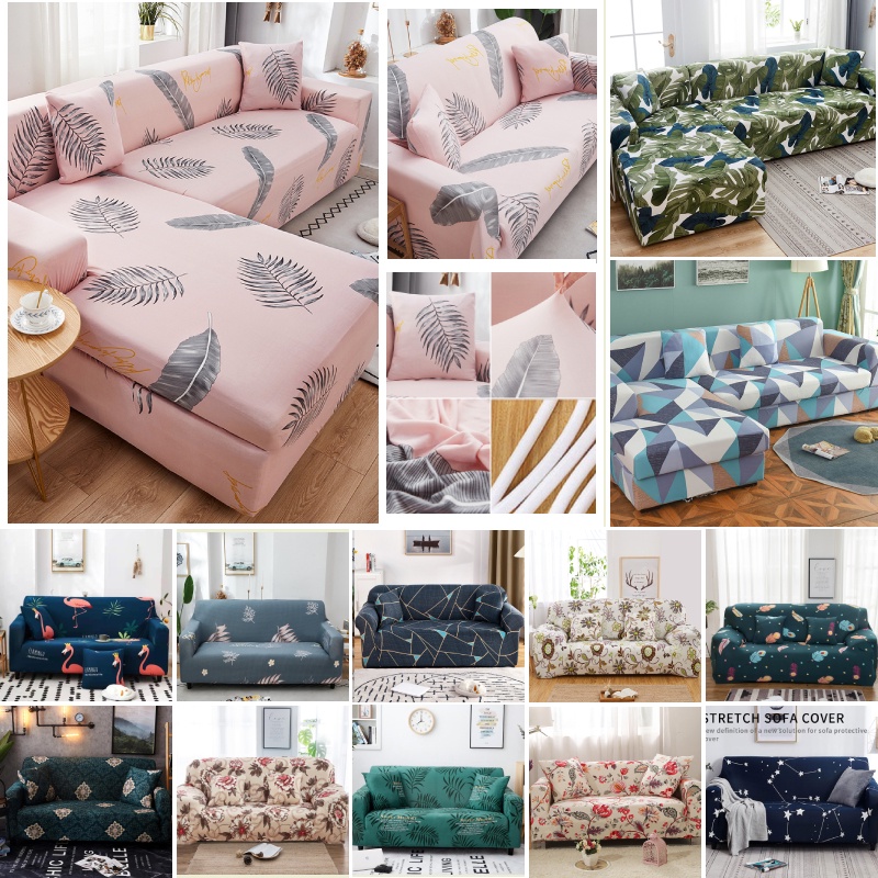 Summer Simple Printing Antislip Stretch L shape Sofa Cover 1/2/3/4