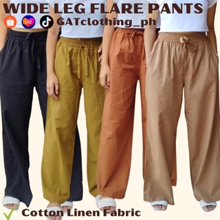 PLUS SIZE - WIDE LEG FLARED PANTS PLUS SIZE FOR WOMEN, XL - 3XL, WAIST  28 - 40 MAX HIGH WAIST, COTTON LINEN FABRIC