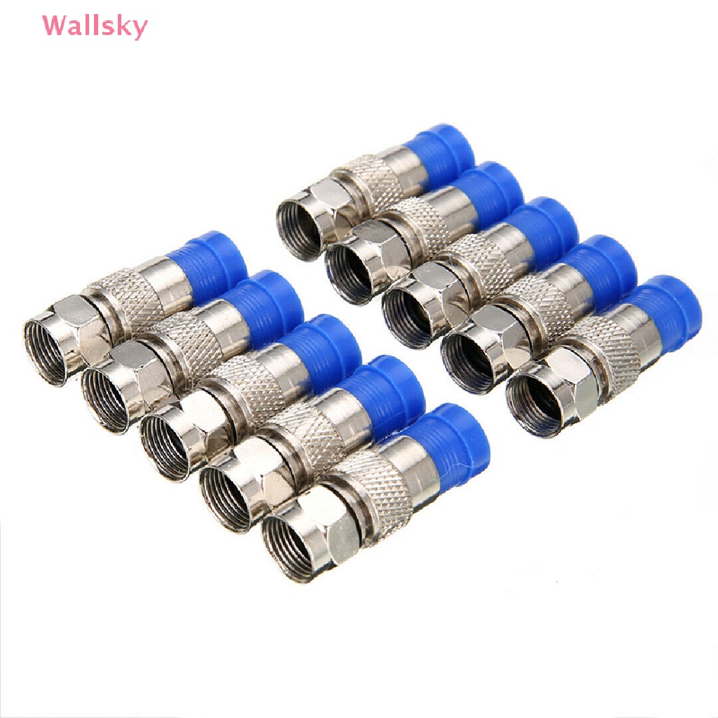 Wallsky> 10x RG6 F Compression Connector Coax Cable Coaxial Fitg