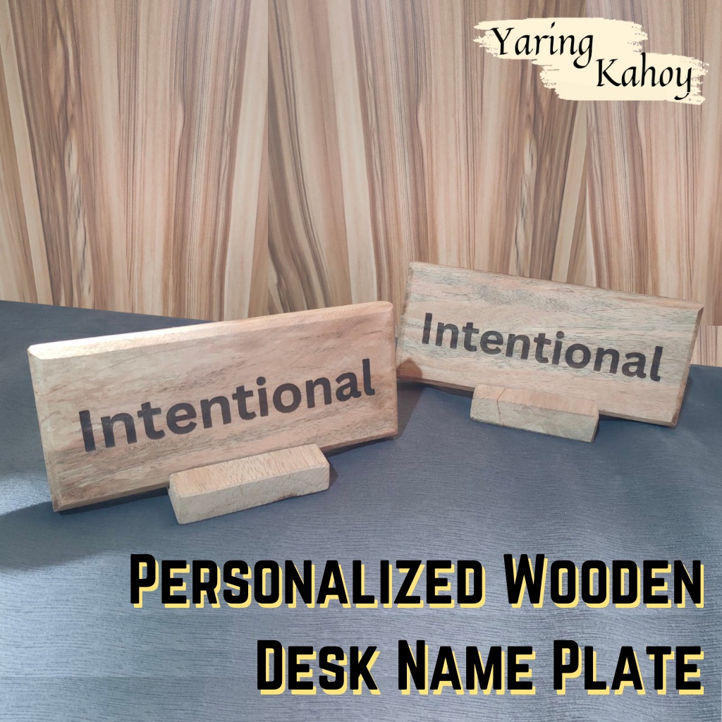 PERSONALIZED WOODEN DESK NAME PLATE WORD WITH FREE STAND Shopee