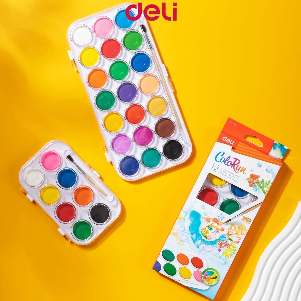 Deli 8/12/21Colors Solid Watercolor Paint Art Painting School Supplies