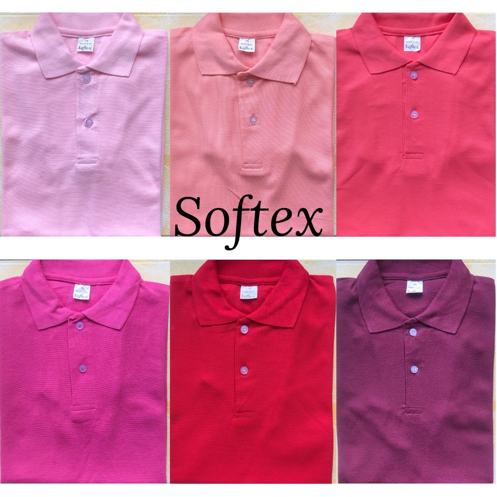 Softex Unisex Plain Polo Shirt Honeycomb Collared Shirt Pink Peach