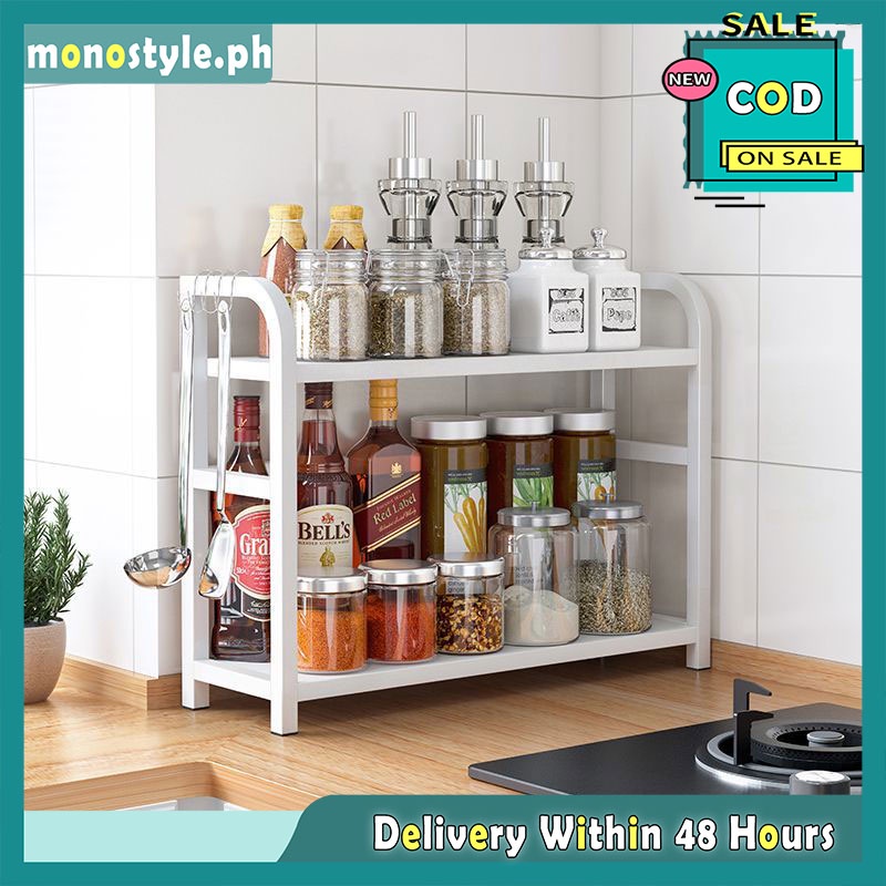 MONOSTYLE 2/3 Tier Spice Rack Condiment Seasoning Storage Organizer For ...
