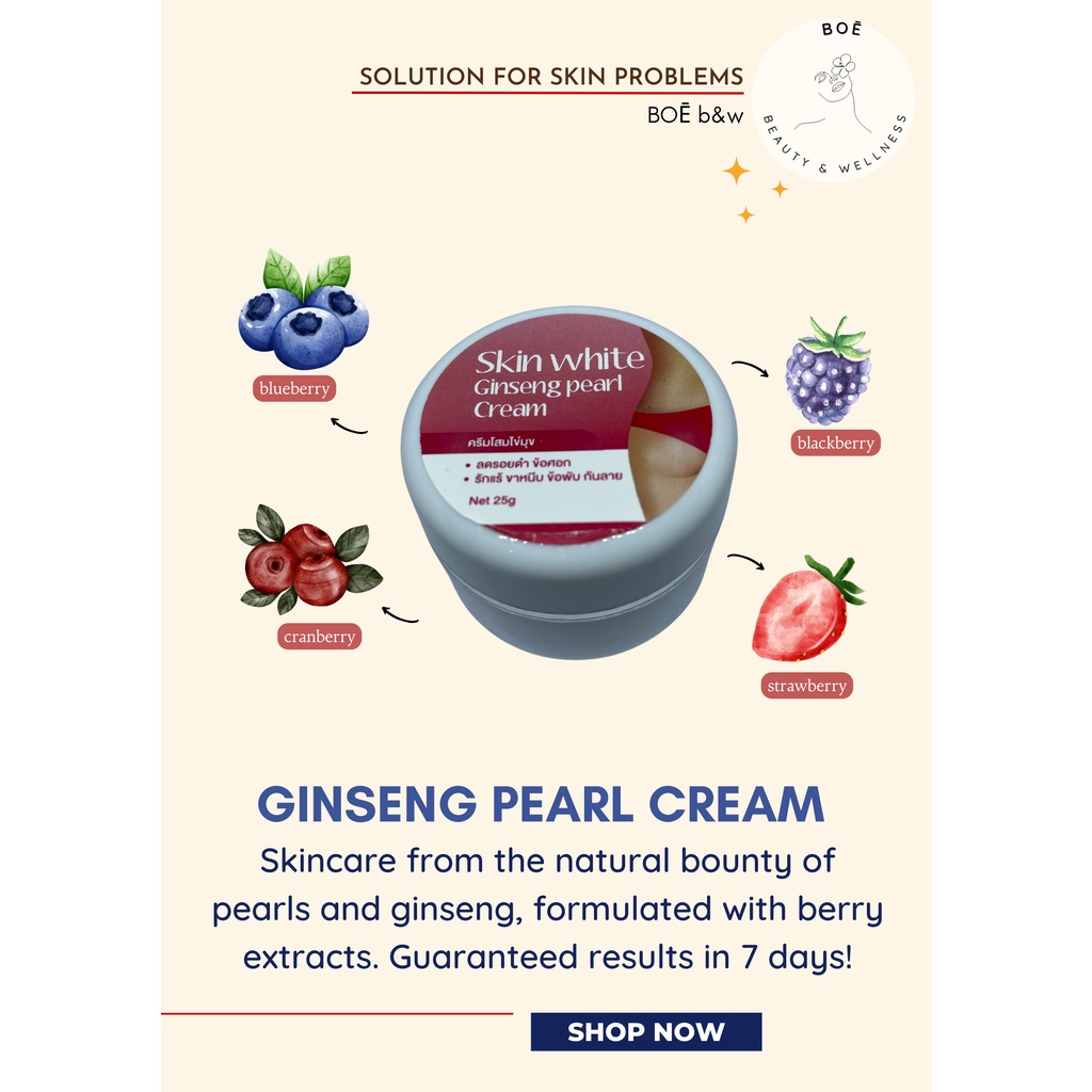 SKIN WHITE Ginseng Pearl Cream 25g Shopee Philippines