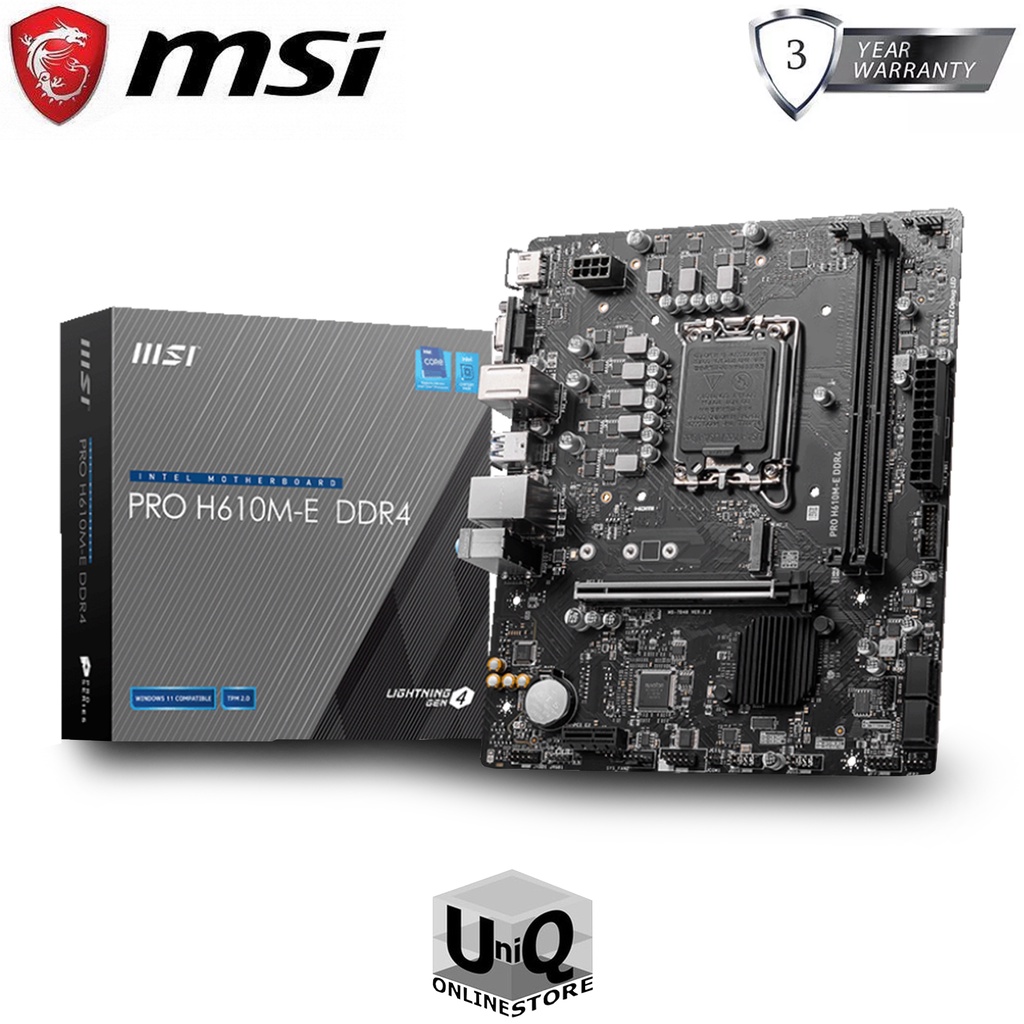 MSI PRO H610M-E Motherboard DDR4 Mirco-ATX, Intel H610 Chipset, LGA 170 ...