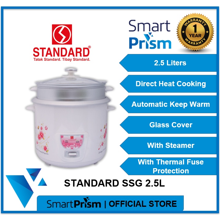 Standard Rice Cooker | SSG 2.5L 2.5 Liter with Steamer Smart Prism PH ...