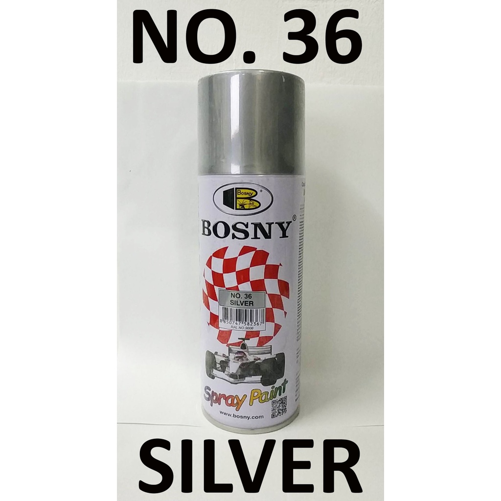 BOSNY SPRAY PAINT NO. 36 SILVER ( 300 GRAMS PER CAN ) QUICK DRYING