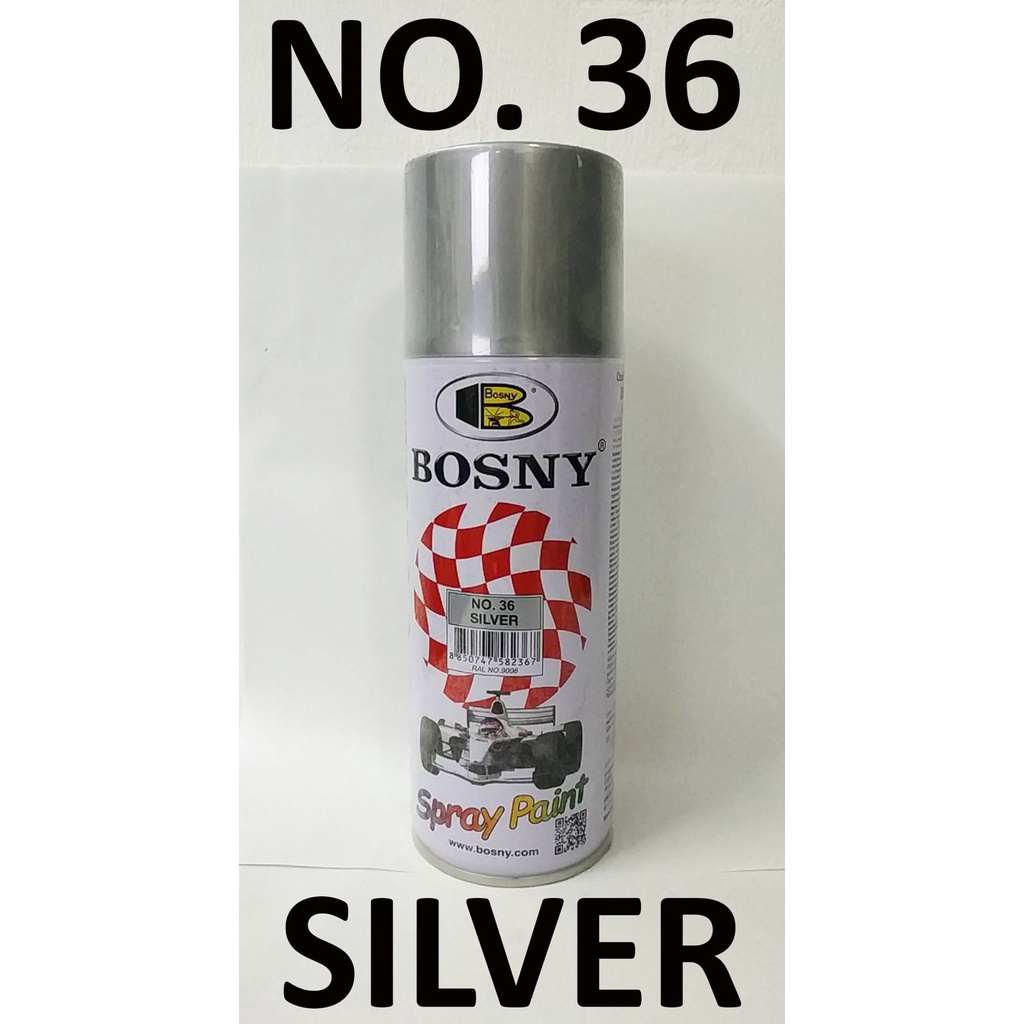 Bosny Spray Paint No 36 Silver 300 Grams Per Can Quick Drying