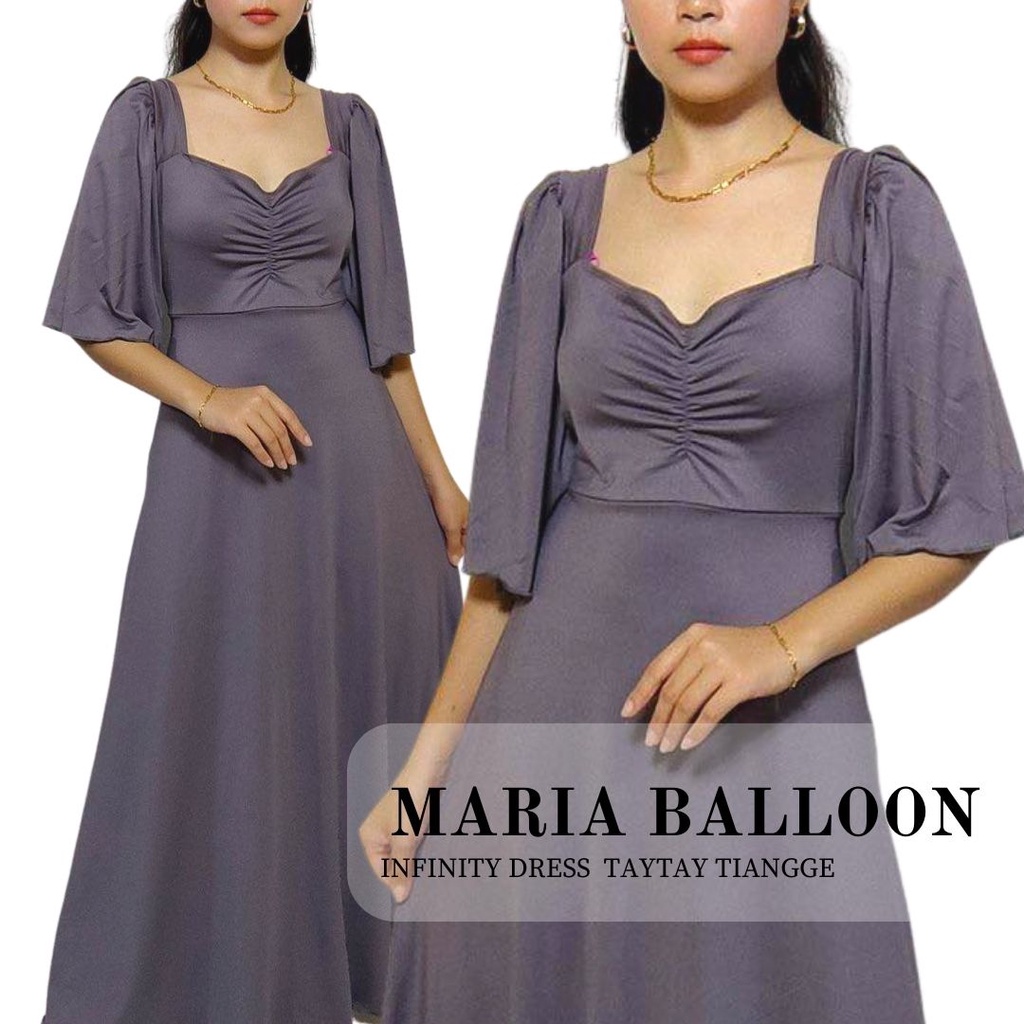 Modern Maria Filipiniana Puff Sleeves Balloon Floor Length Neoprene Dress Taytay Shopee 1859