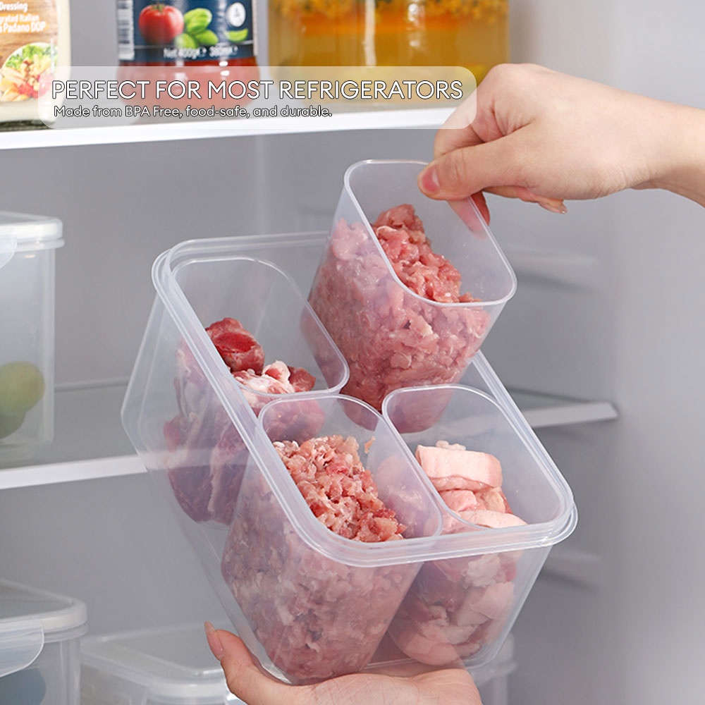COD Airtight Lid 4 grids Food Storage Container Fridge Organizer Meat ...