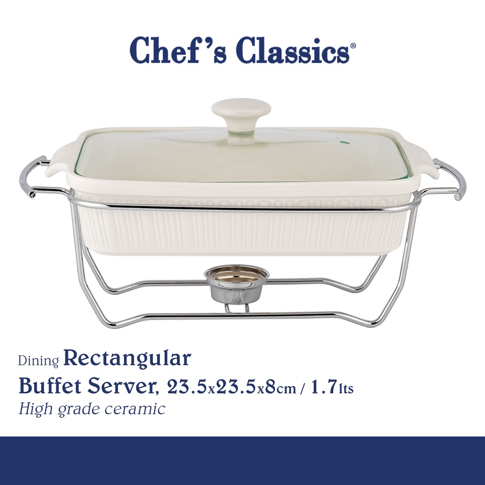 Chef's Classics Dining Ceramic Rectangular Buffet Food Server, 27x19
