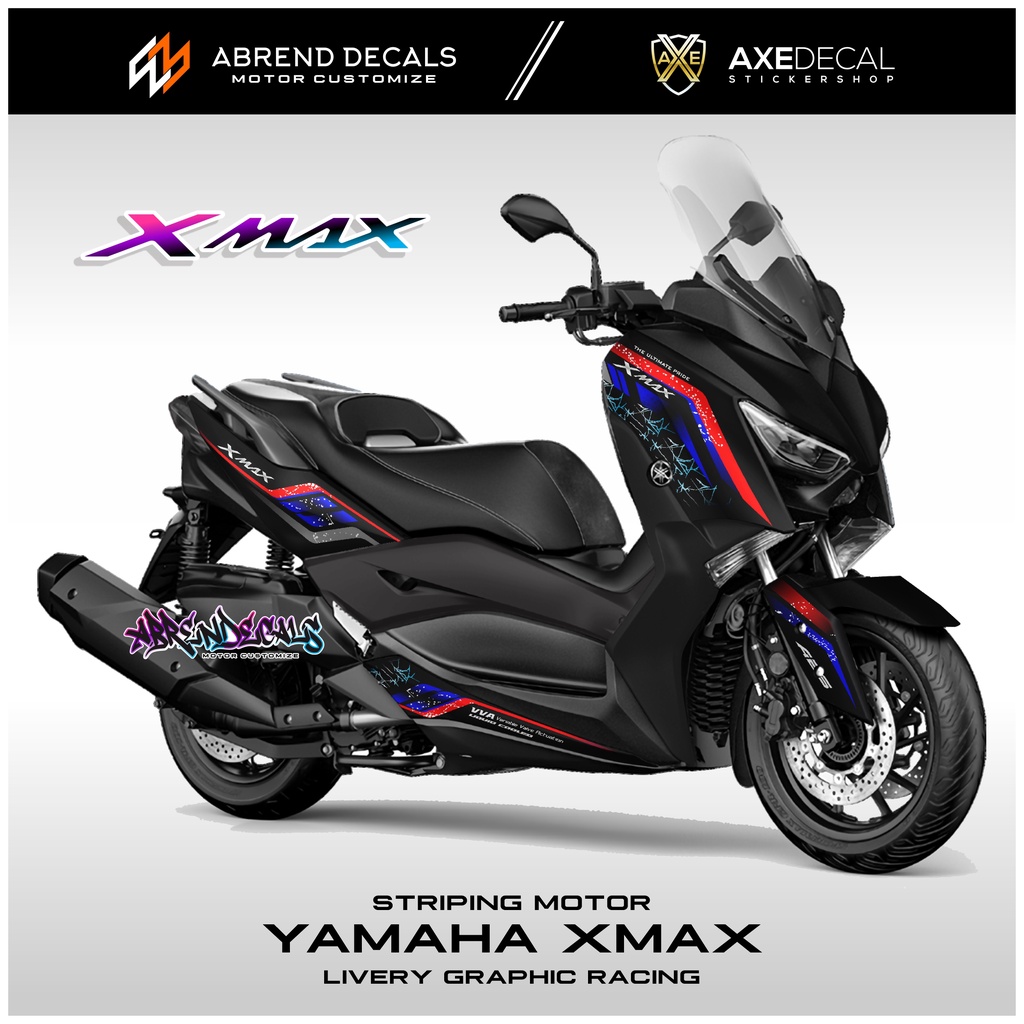 XMAX GRAPHIC RAINBOW RACING STRIPING YAMAHA X-MAX MOTORCYCLE STICKER ...