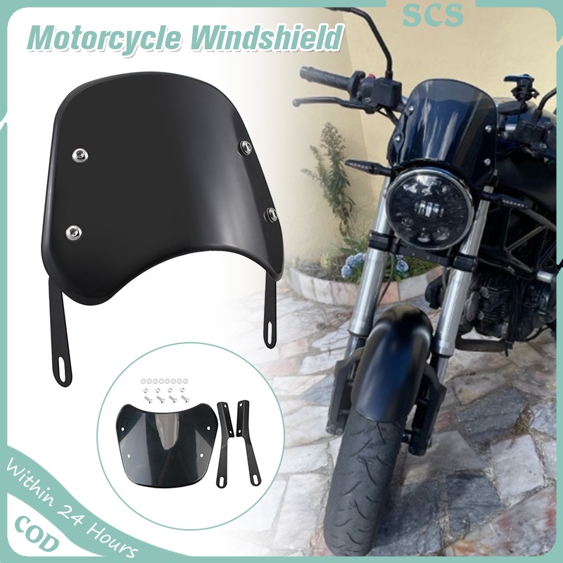 Motorcycle Windshields Universal Windscreen w/Mount Bracket Fit 5 to 7