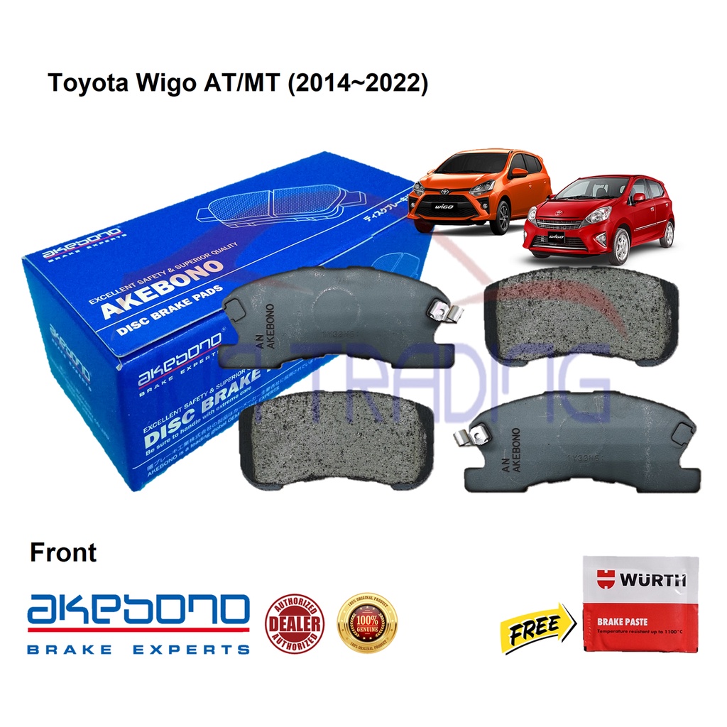 Genuine Akebono Front Brake Pads for Toyota Wigo All Gen AT/MT (2014