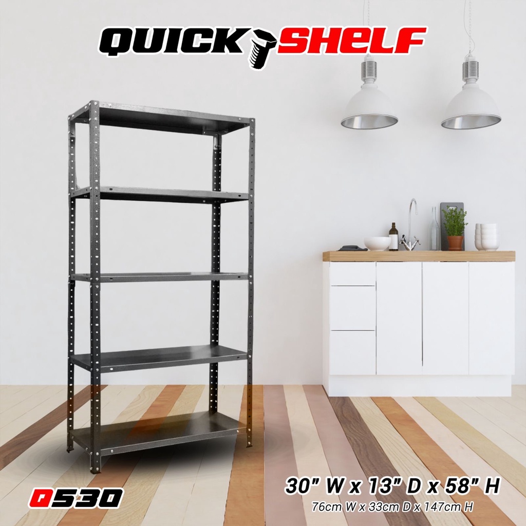 QUICK SHELF HeavyDuty Metal Shelving Adjustable White/ HammerTone 4