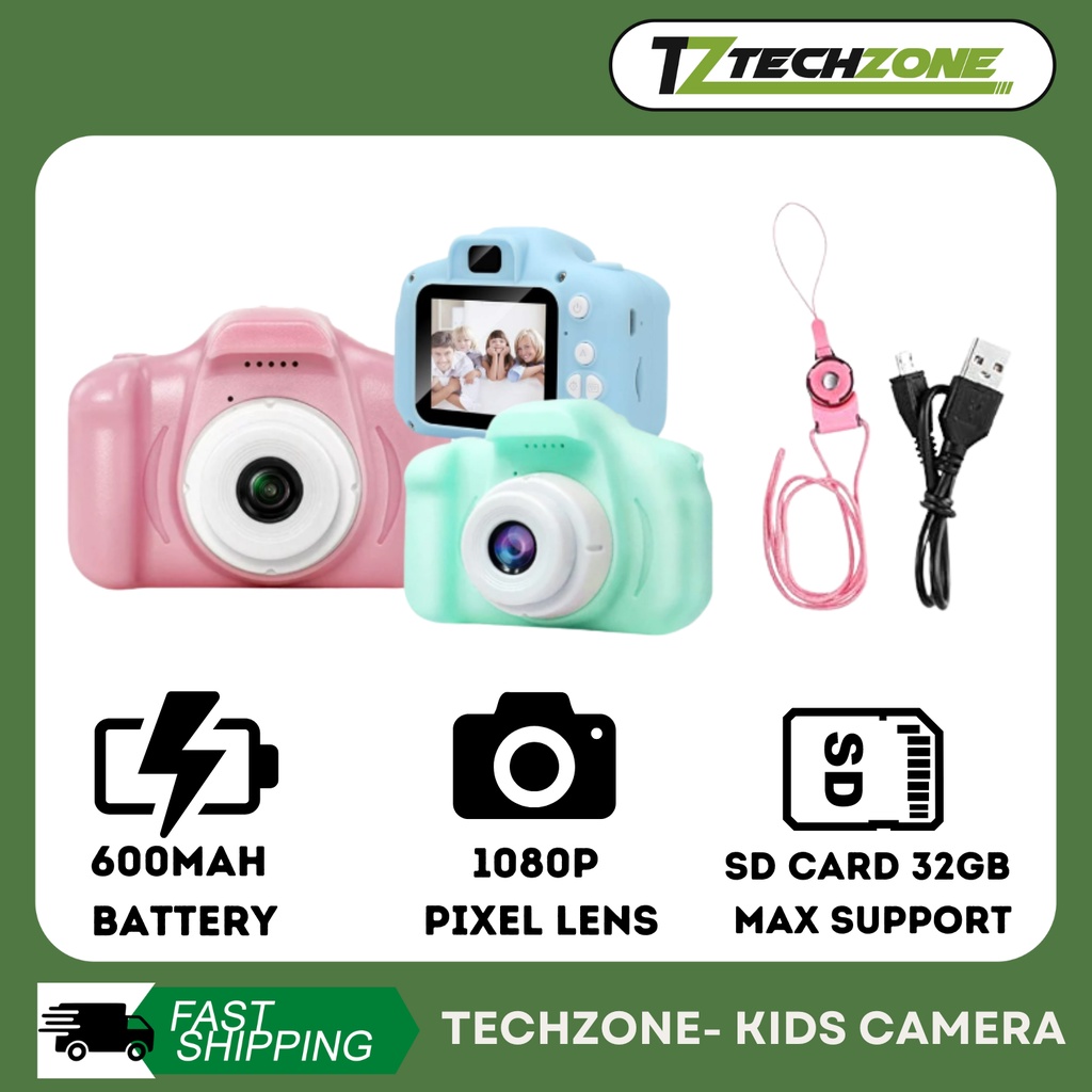 TECHZONE Kids Camera Toy Mini HD Digital Outdoor Camera Rechargable