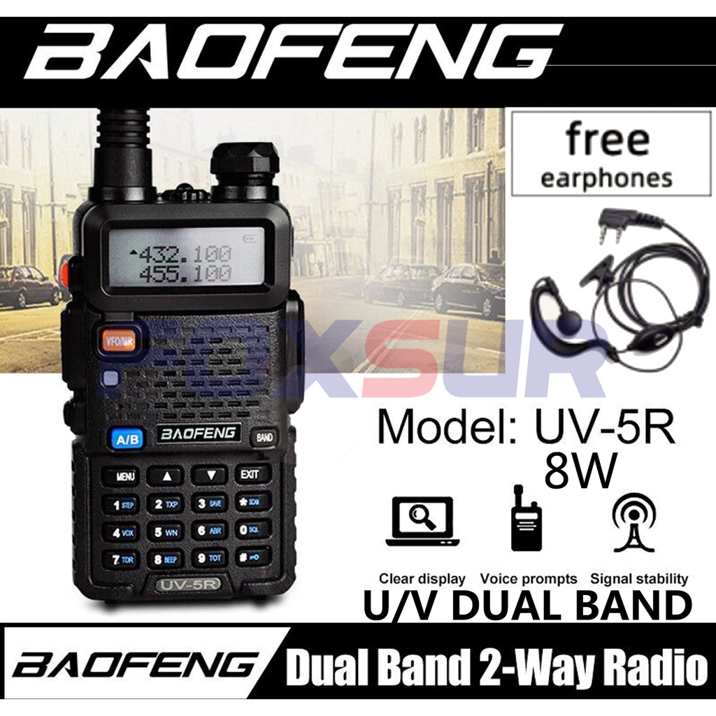 Baofeng UV-5R+ Ricetrasmettitore Portatile Dual-Band VHF/UHF 2m/70cm Con Auricolare - Potente E Versatile
