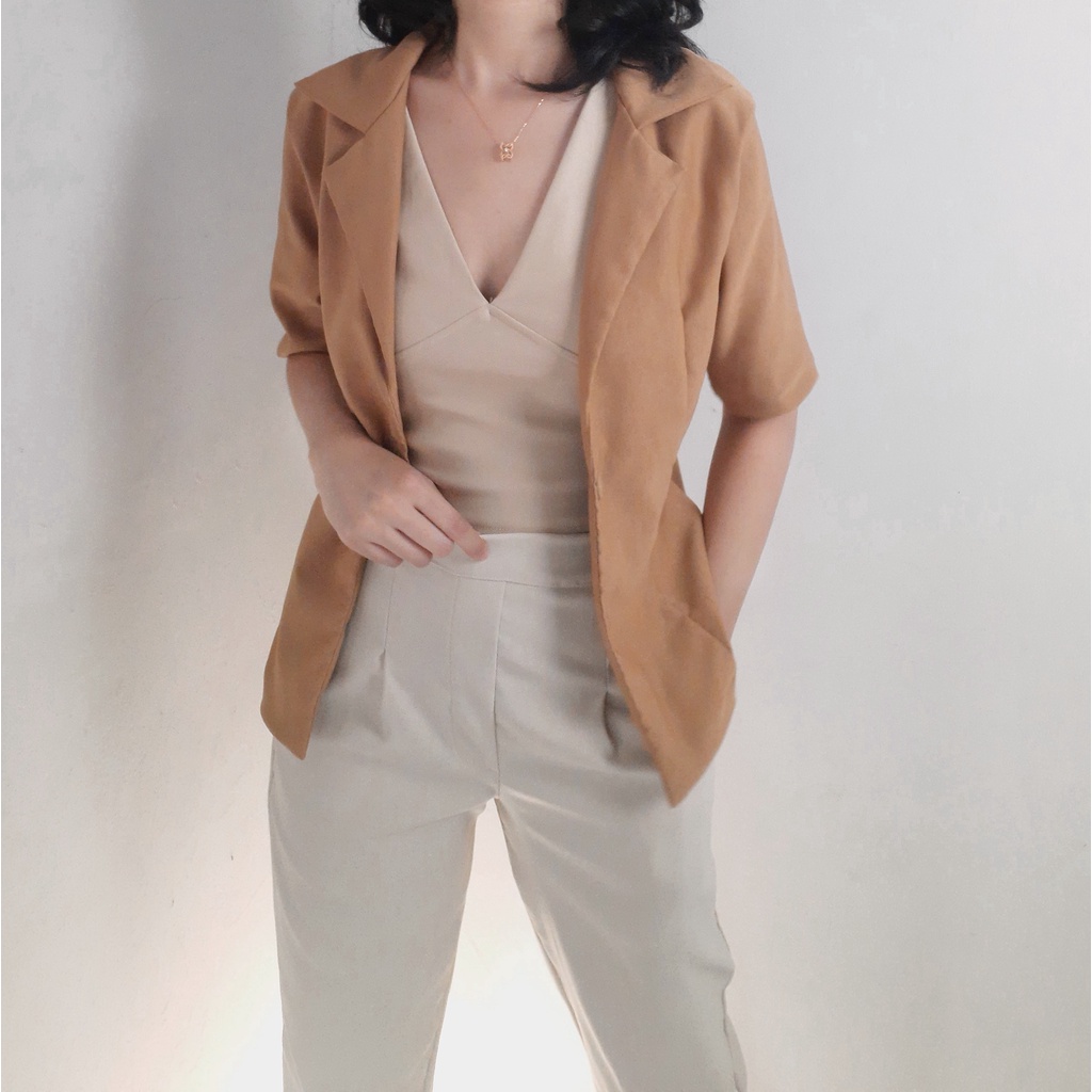 Missym Short Sleeve Blazer for Women Smart Casual Single