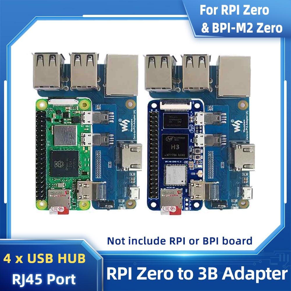 Raspberry Pi Zero 2 W to Pi 3B Expansion Board 4 x USB Hub + 10/100M ...