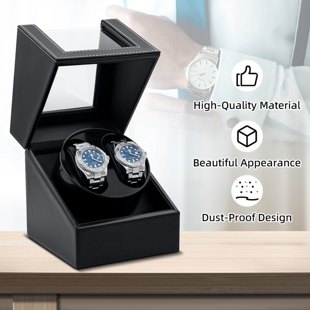 (Local delivery) 2-Slot Automatic Watch Winder PU Leather Dual Watch ...