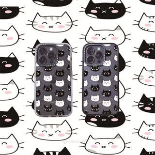 Casetify X Black And White Cartoon Cat Black White Edge Clear Casing 