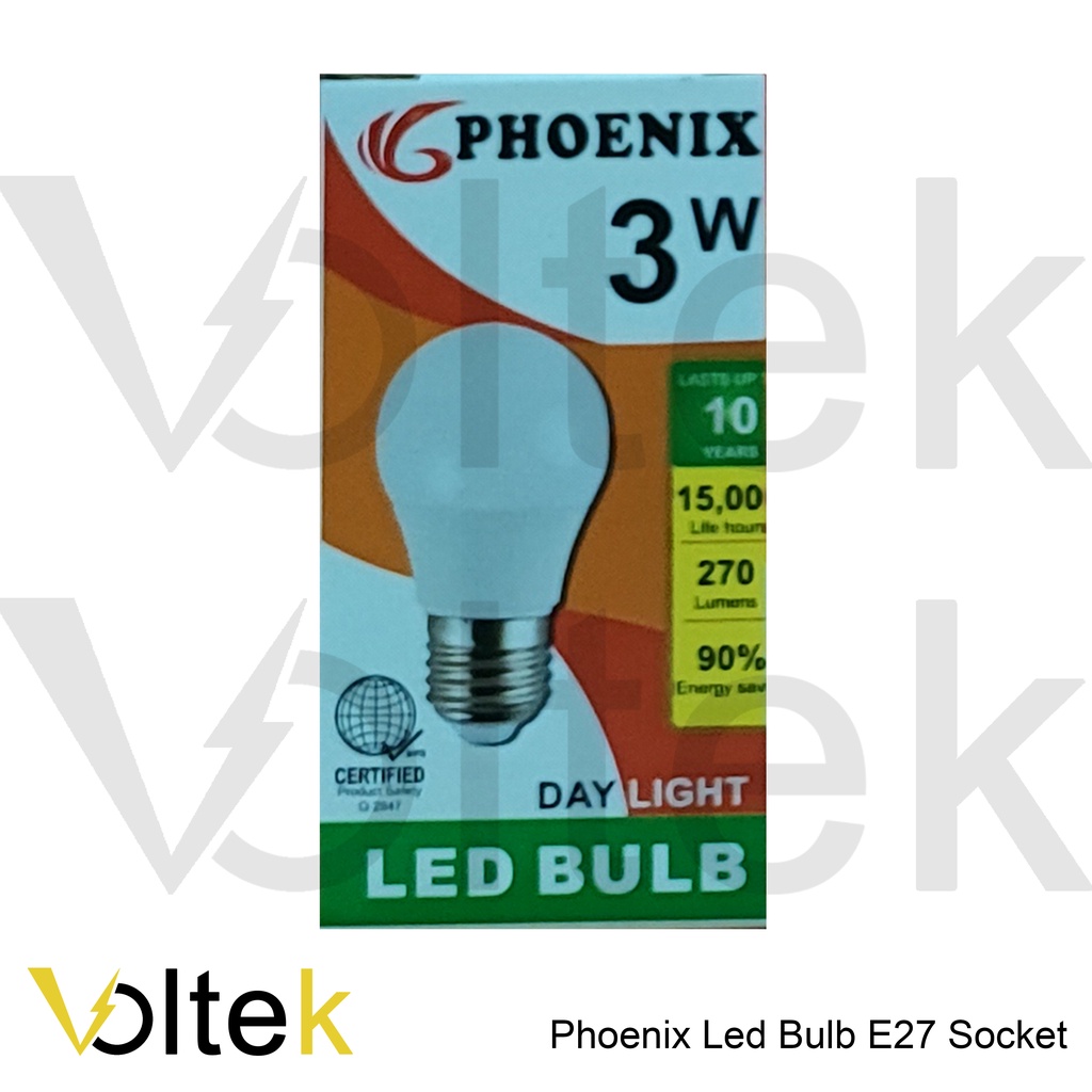 Phoenix LED Bulb E27 socket Daylight 3w, 6w, 9w, 12w, 15w LED Light