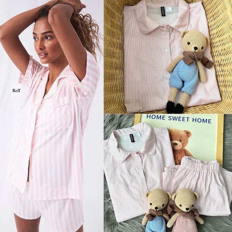 H m one set striped pajamas Modern pajamas Women s Sleepwear