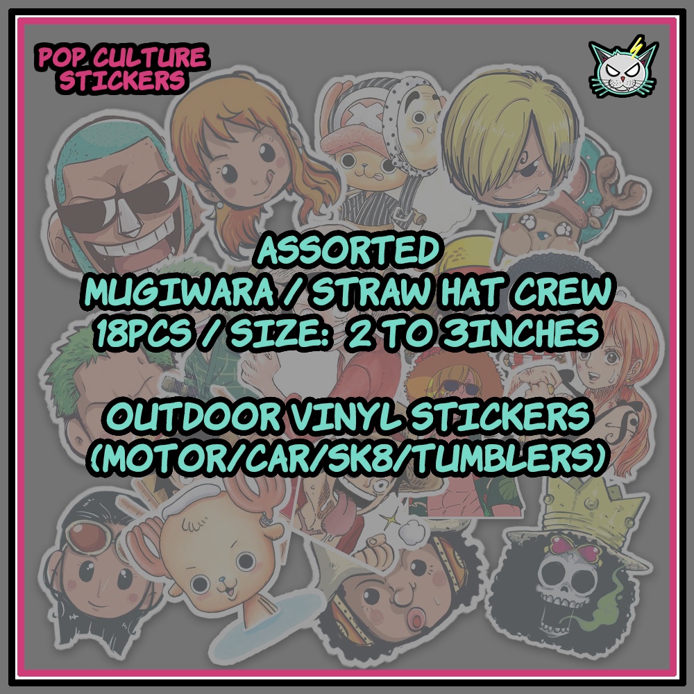 Anime - Cute One Piece - Mugiwara - Strawhat Crew Vinyl Sticker Pack ...