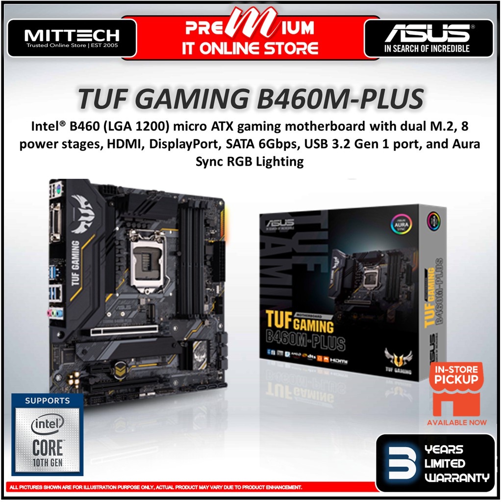 Asus Motherboard TUF GAMING B460MPLUS For Intel 10th Gen LGA1200 Micro