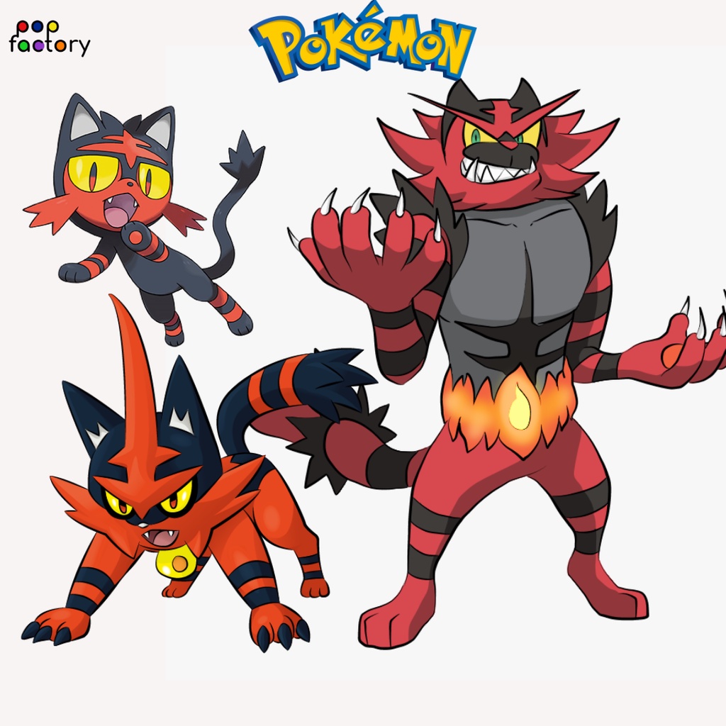 Litten , Torracat & Incineroar Pokemon Cards TCG (7th Gen STARTER ...