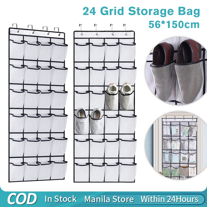 Large Clear Over The Door Shoe Rack 24 Pockets Hanging Shoe Organizer