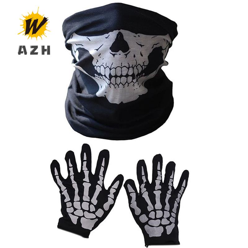 Halloween Mask Scary Skull Chin Mask Skeleton Ghost Gloves for ...