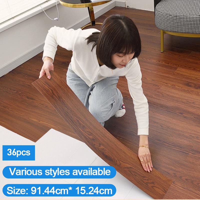 Floor Stickers 36pcs 1.5mm thick Wooden Design 91X15 cm Vinyl Adhesive