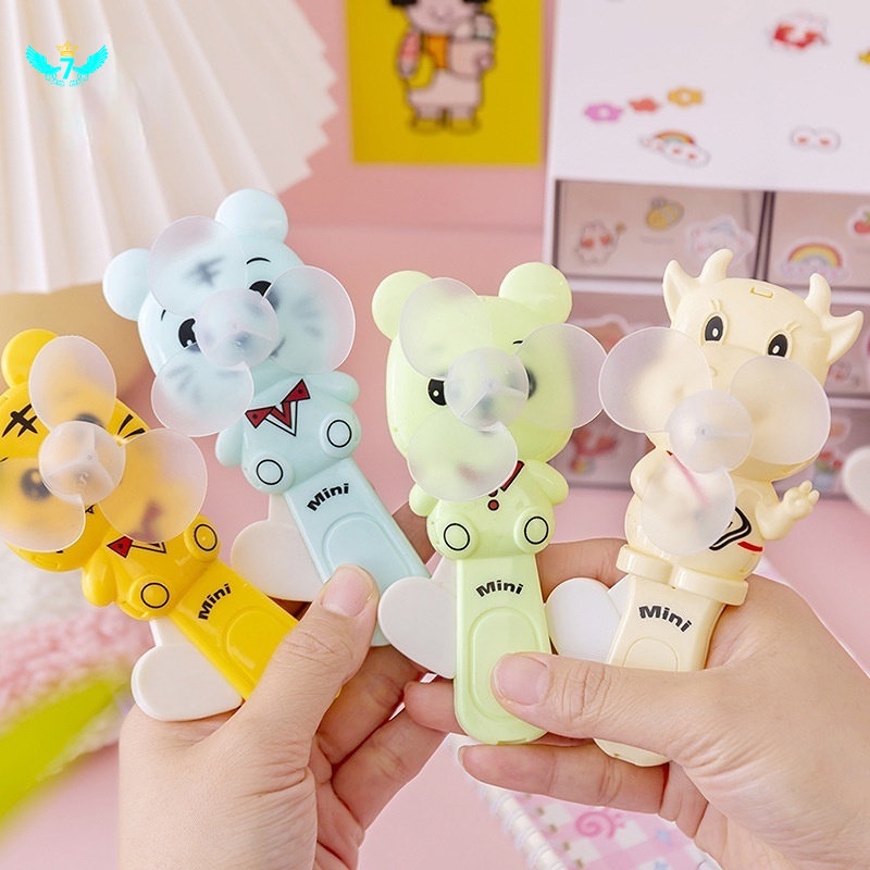 Cute cartoon hand-cranked fan hand-pressed manual mini-fan portable ...