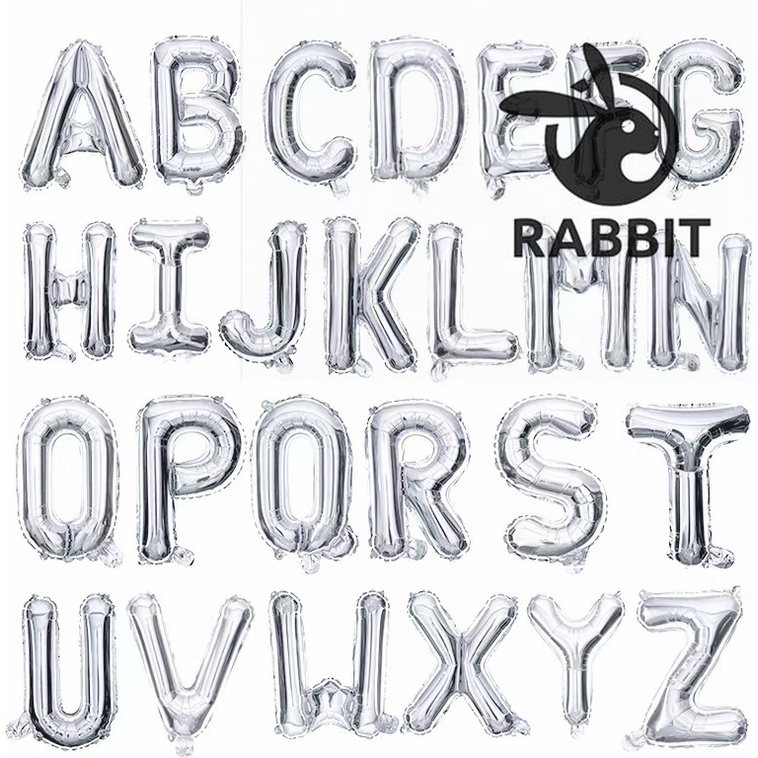 16 Inch AZ silver Letter Balloon Number Birthday Balloons Party Supplies Foil Letter Ballon