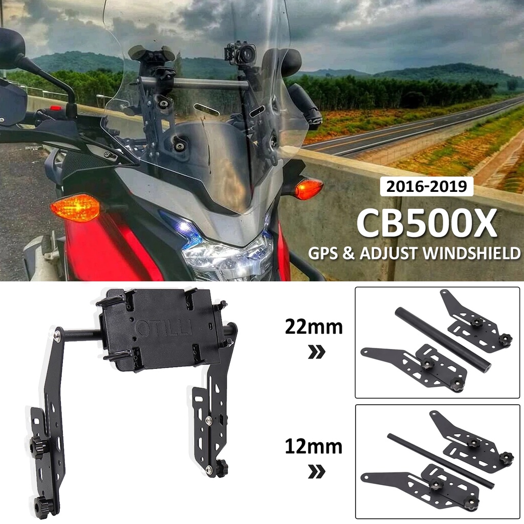 Motorcycle GPS Mount Phone Plate Bracket&Adjustable Windshield Kit For