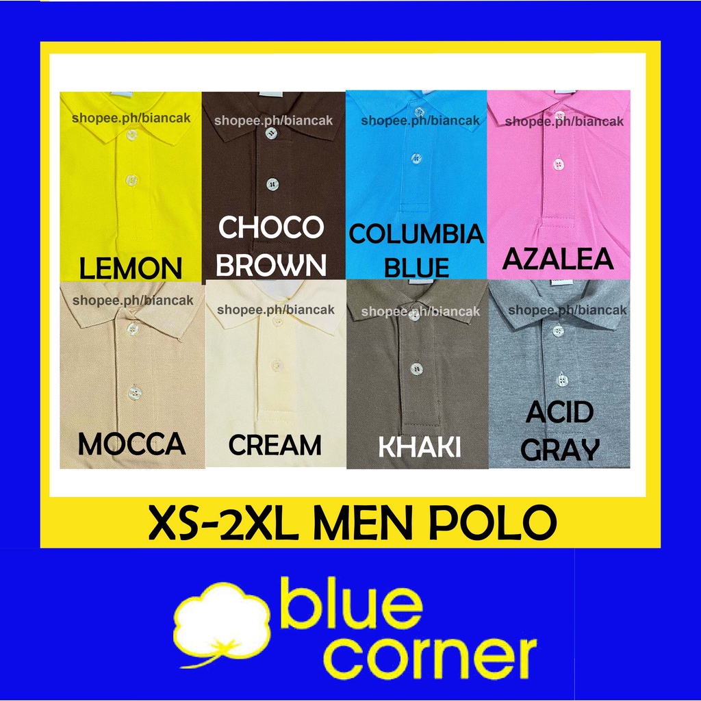 ORIGINAL BLUE CORNER MEN POLO XS S M L XL 2XL LEMON CHOCO COLUMBIA
