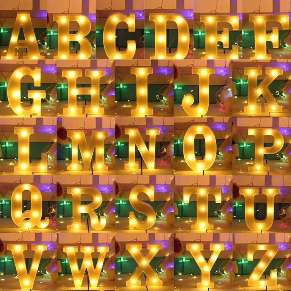 (Free Battery)21cm A-Z 3d Letter LED Number LED Alphabet Decor Lamp ...