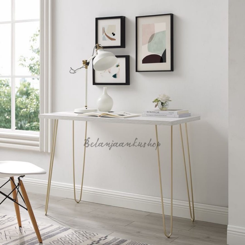 Minimalist GOLD Guest Table Work/Study Table Cafe hairpin leg Room ...