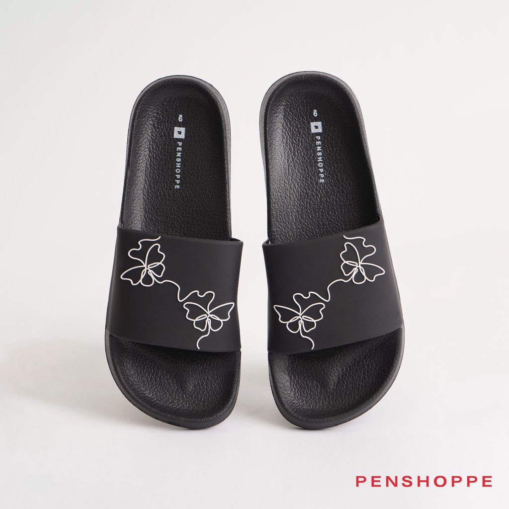 Penshoppe All Rubber Slides Slippers For Women (Black) | Shopee Philippines