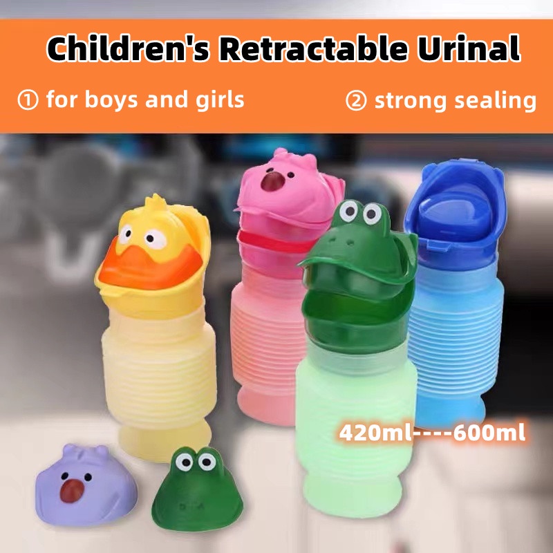 Children's urinal 420ml/600ml retractable portable urinal car outdoor urinal for boy baby frog