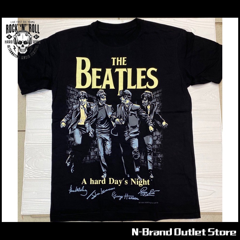 Black beatles t shirt store