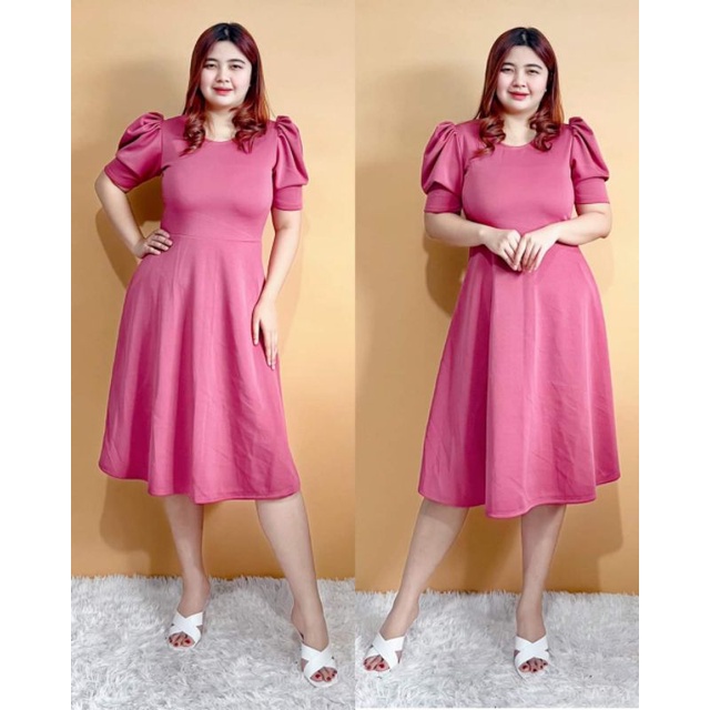 Erin Puff Sleeve Midi Dress (S-L) | Shopee Philippines
