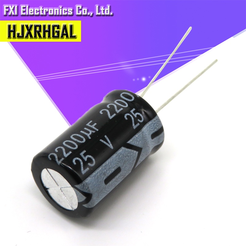 10 Condensatori Elettrolitici 2200uF 25V - 13x21mm - Nuovi Di Fabrica