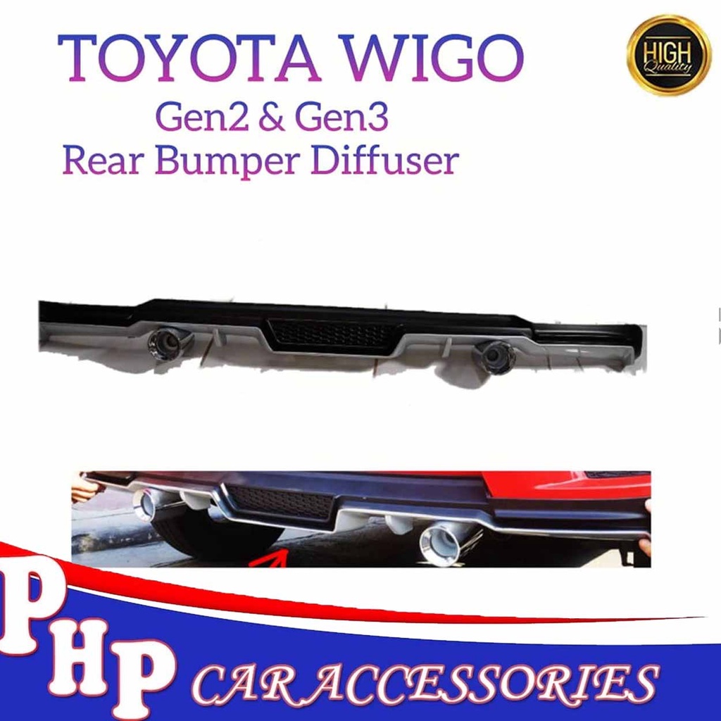 TOYOTA WIGO Rear Bumper Diffuser for Gen2 and Gen3 from 2018 to 2021 ...